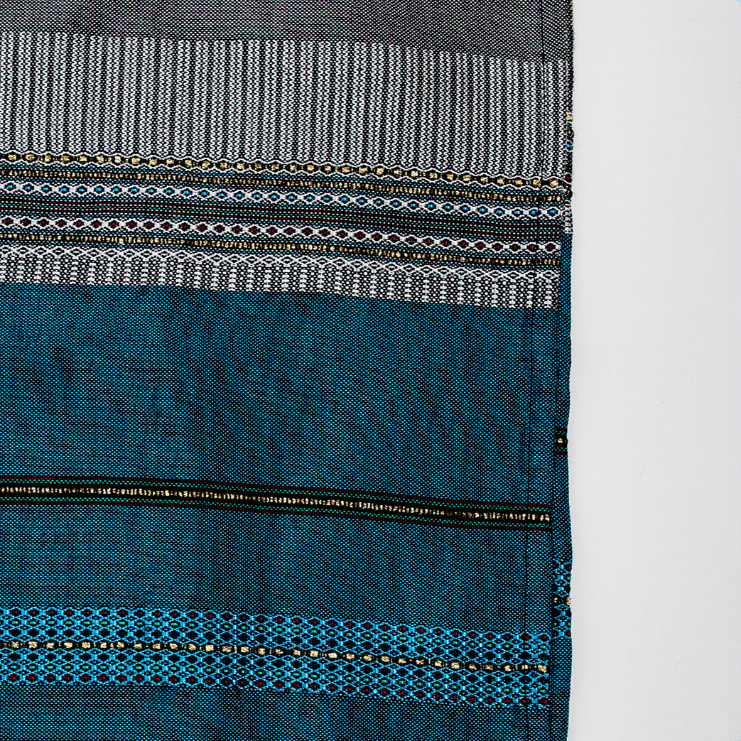 Elia - Silk Tallit- Flag Blue with gold on Gray