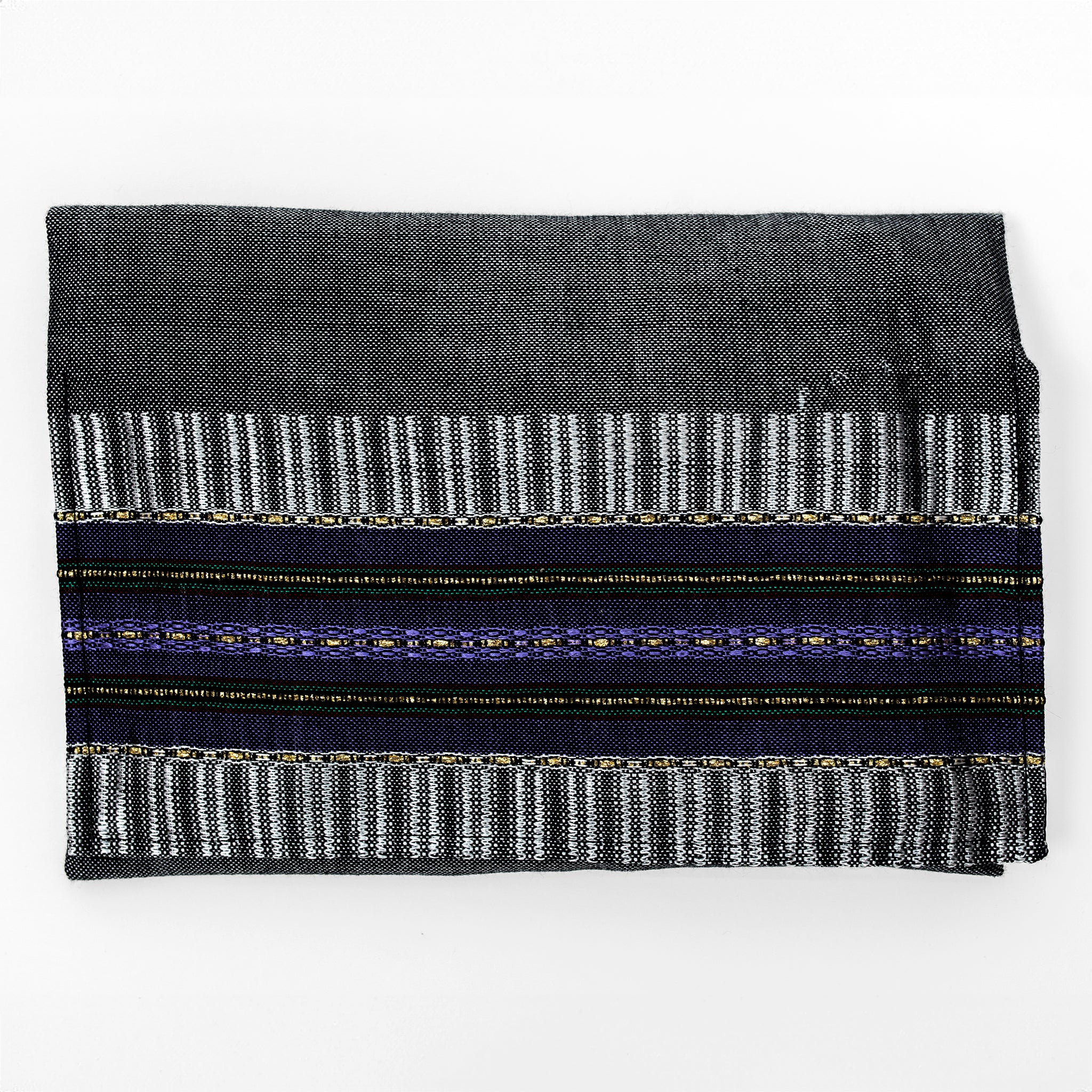 Elia - Silk Tallit- Purple and Gold on Gray