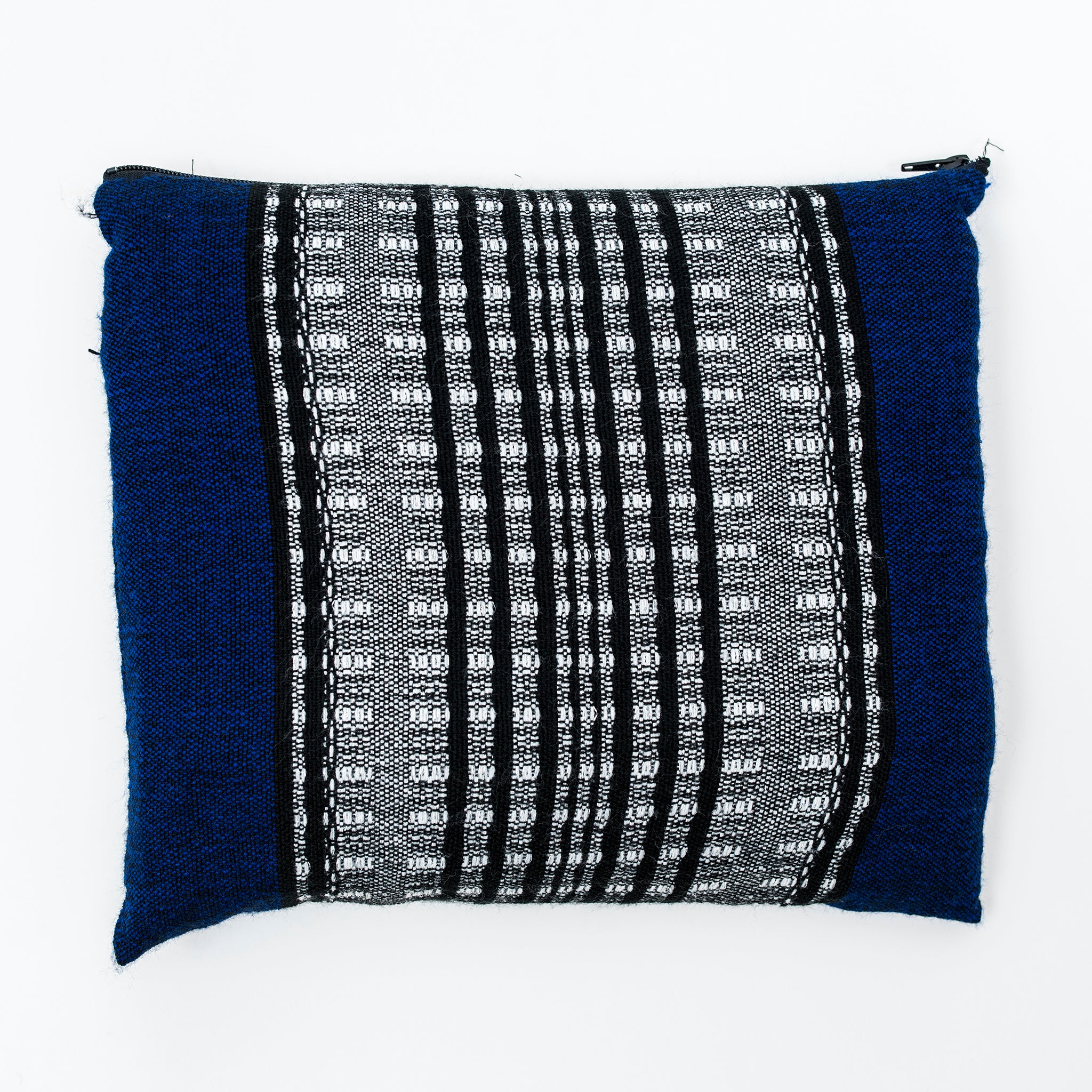 Yoel - Wool Tallit - Black and Grays on Blue