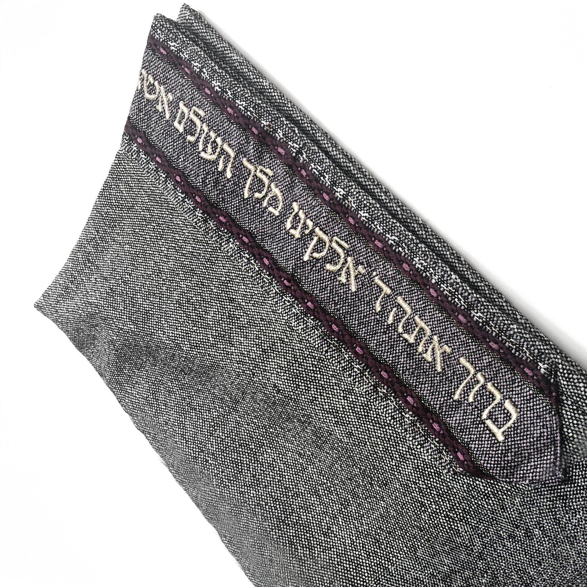 Gabrieli Premium - Wool Tallit - Purples & Silver on Gray