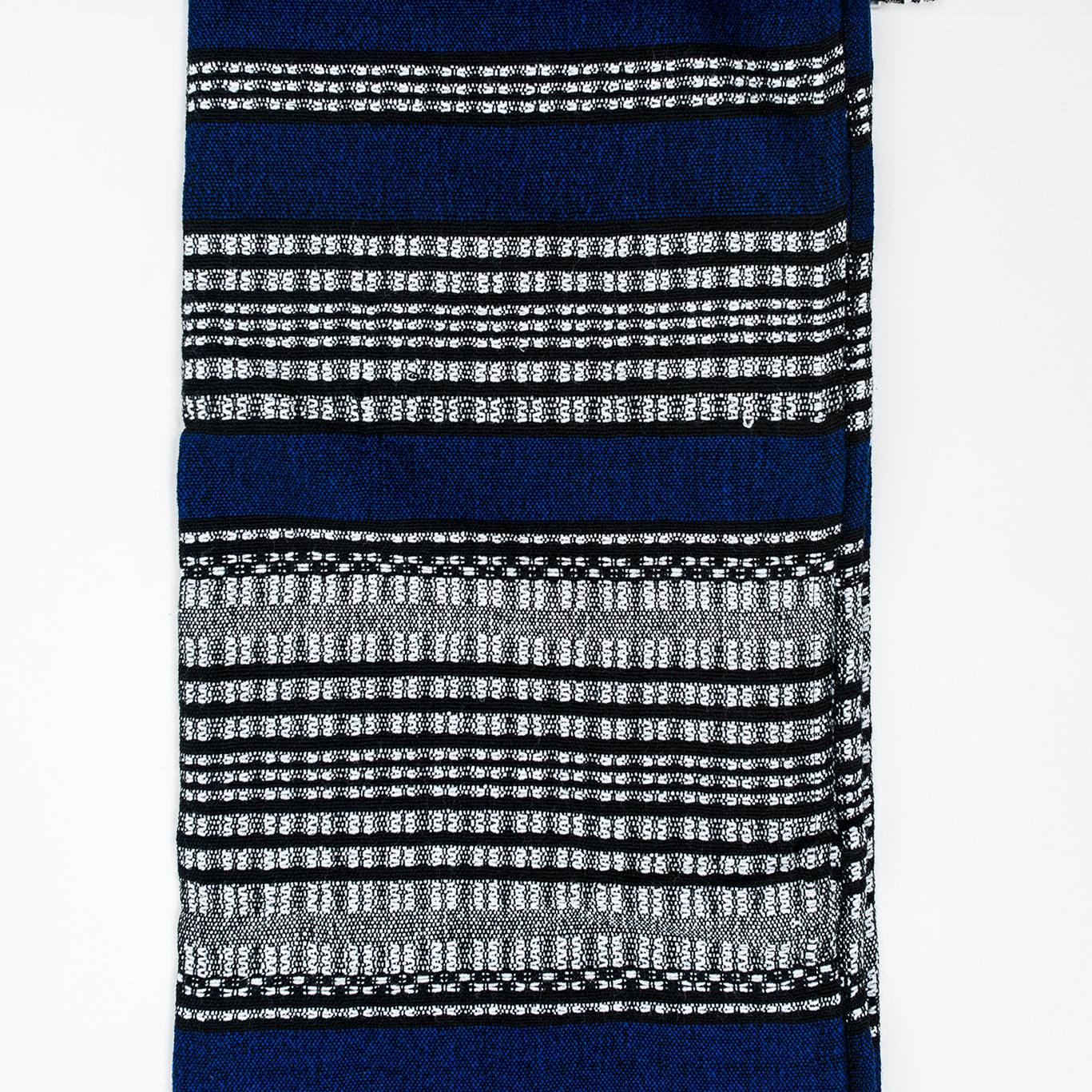 Yoel - Wool Tallit  - Black and Grays on Blue